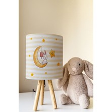 Talia Home Tavşan Ay Yıldız Desenli Çocuk Odası Abajur Masa Lambası TLAB-148