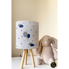 Talia Home Mavi Balon ve Kelebek Desenli Çocuk Odası Abajur Masa Lambası TLAB-009
