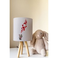 Talia Home Kalp ve Kedi Desenli Çocuk Odası Abajur Masa Lambası TLAB-157