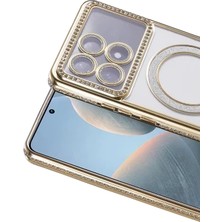 Zipax Xiaomi Poco X6 Pro Uyumlu Kılıf M-Safe Şarj Özellikli Simli Taşlı Azn-Joketaşlı