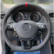 Volkswagen Jetta Dikmeli Nokta Karbon Kırmızı Yüzük Çift Desen Kombin Deri Direksiyon Kılıfı