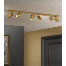 Mylights 120 cm Mat Gold Eskitme Kaplama 5’li GU10 LED Spot Hareketli Başlık LED Tavan Aydınlatma