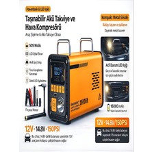 Deanb 16000MAH 14.8V Dijital Ekranlı Araba Akü Takviyeli Kompresör Araç Lastik Şişirme Hava Pompası 150PSI