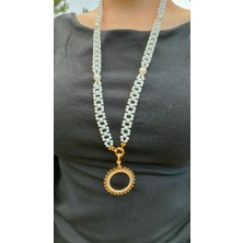 Elisi Takı Story Tam Altın Takmak Için Altın Kaplama Çerçeceli Örgü Incili Kolye 75 cm