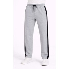 Silerra Erkek Yandan Şeritli Boru Paça Eşofman Altı 3 Iplik Pamuklu Eşofman - Gri