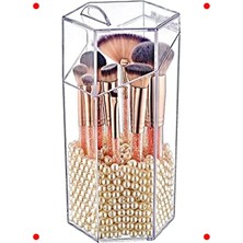 MarkEntegra Kapaklı Altıgen Makyaj Fırça ve Aksesuar Düzenleyici Organizer
