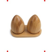 MarkEntegra Doğal Bambu Yumurta Şekilli Tuzk & Biberlik Seti