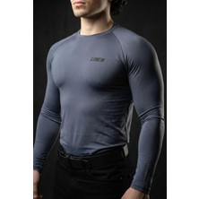 Liber Premium Uzun Kollu Compression T-Shirt - Füme Sporcu Tişörtü - Muscle Fit Vücudu Saran