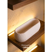 Mosarte Ribbed Modern Yivli Oval Tasarım Vazo / Dekoratif Obje