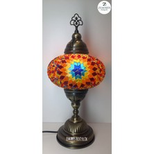 Zemaris Hediyelik El Yapımı Otantik Mozaik Masa Lambası/abajur (Büyük Camlı)