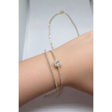 Saros Teknoloji C Kelepçe Bileklik - Zirkon Kare Tek Taşlı