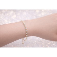 Yuvarlak Taşlı Aralıklı Suyolu Bileklik - Mor ve Beyaz Taş Seçeneği