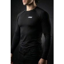 Liber Premium Uzun Kollu Compression T-Shirt - Siyah Sporcu Tişörtü - Muscle Fit Vücudu Saran