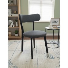 Evimse Mutfak Sandalyesi Kafe Restoran Modern Buklet Kumaşlı Sandalye - Metal Ayaklı Tasarım - Teddypro