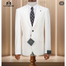 İlayda Emir Kırlangıç Yaka, Slimfit, 6 Drop, 2 Düğmeli, Blazer, Erkek Ceket, Krem