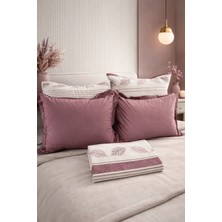 Miar Tek Kişilik %100 Pamuk Pike Takımı 4 Parça Lastikli Çarşaflı Mor Desenli