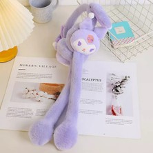 Kuromi Lila Peluş Sesli Hareketli Oynar Kulaklı Kulaklık Kışlık Genç Kız Erkek Çocuk Hediyelik