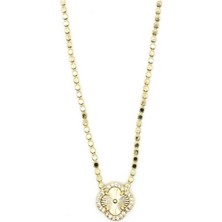 Saros Teknoloji Zincir Zirkon Taşlı Tek Yoncalı Kolye