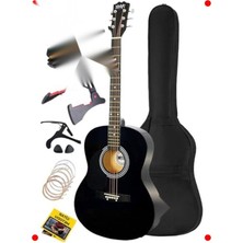 MarkEntegra Kaliteli Akustik Gitar Seti - 4/4 Siyah (40 Inç)