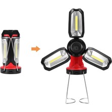 Shopwave Şarjlı Katlanabilir 3 Xcob LED + 3W LED Çok Fonksiyonlu Kamp Feneri P-8801