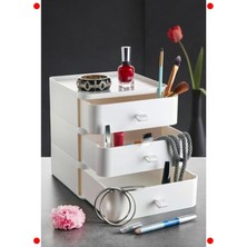 MarkEntegra 3 Katlı Beyaz Makyaj ve Takı Organizeri