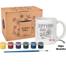 E-Hediyeci Kişiye Özel Isimli Kupa Bardak Boyama Seti - Çocuklara Hediye, Karne Hediyesi, Okul Hediyesi, Sömester Hediye