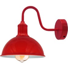 Riolight Vintage,rustik,retro Kırmızı-Bordo Metal Otel,cafe,odaklar Için Duvar Aplik Şapka ÇAPI:23CM