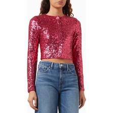 Good American Payet Detaylı Cardigan, Işıltılı Günlük-Şık Kadın Hırka