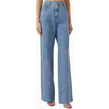 Mach & Mach Crystal Ribbon Jeans, Kristal Fiyonk Detaylı Lüks Parlak Denim ve Günlük Şıklık