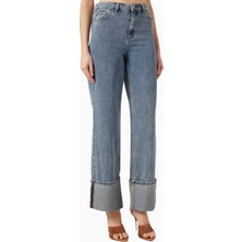 Yas Yastira Geniş Paça, Açık Mavi Denim Jean, Organik Pamuklu