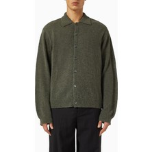 Our Legacy Örgü Akşam Polo Hırka, Koyu Yeşil, Yumuşak Alpaka & Rws Yünü