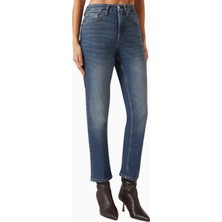 Good American Icon Straight-Fit Ankle Jean, Lüks Denim Pantolon, Modern Kesim
