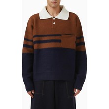 Wales Bonner Yün Karışımlı Calm Oversize Polo Kazak, Vintage Spor Esintisi