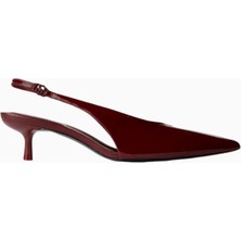 Simkhai Sylvie 45 Bordo Rugan, Elastik Tokalı El Yapımı Zarif Slingback Topuklu