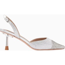 Nicoli Belize 60 Crystal Slingback Pumps, Satin-Metallic Leather, 60MM Topuk, El Işçiliği Lüks Tasarım