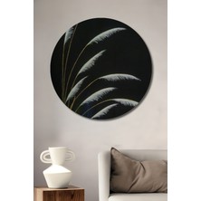 Teona Ahşap Sulu Boya Görünümlü Beyaz Saman Başakları Dekoratif Ahşap Tablo Yuvarlak Duvar Tablosu