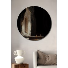 Teona Ahşap Gızemlı Mağara Yolculuğu Yağlı Boya Görünümlü Dekoratif Ahşap Tablo Yuvarlak Duvar Tablosu