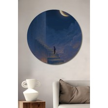 Teona Ahşap Rüya Merdivenleri Dijital Baskı Ahşap Tablo Yuvarlak Duvar Tablosu