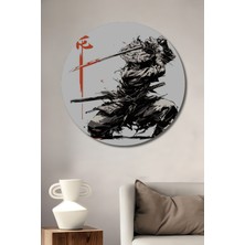 Teona Ahşap Samuray Sanatçı Kılıç Hareketli Ahşap Dekoratif Tablo Yuvarlak Duvar Tablosu