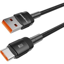 Realpower 100W USB To Type-C Örgülü Şarj Kablosu Siyah (1 M) CA-6AUCBK