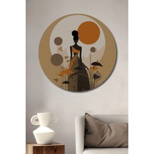 Teona Ahşap Afrikalı Kadın Figürlü Soyut Sanat Ahşap Dekoratif Tablo Yuvarlak Duvar Tablosu