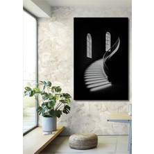 Teona Ahşap Dramatik Kıvrımlı Merdiven Siyah Beyaz Sanat Ahşap Dekoratif Ev,Antre,Salon,Ofis,Mutfak Tablo