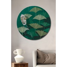 Teona Ahşap Denizlerin Büyüsü Sulu Boya Görünümlü Ahşap Dekoratif Tablo Yuvarlak Duvar Tablosu