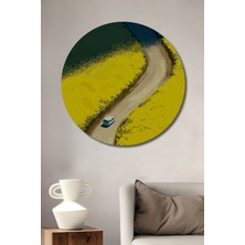 Teona Ahşap Bahar Yolculuğu Yağlı Boya Görünümlü Modern Sanat Ahşap Dekoratif Tablo Yuvarlak Duvar Tablosu