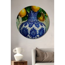 Teona Ahşap Sulu Boya Görünümlü Narenciye Tazeliği Ahşap Tablo Yuvarlak Duvar Tablosu