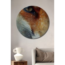 Teona Ahşap Gızemlı Tilki Gözü Yağlı Boya Görünümlü Ahşap Tablo Yuvarlak Duvar Tablosu