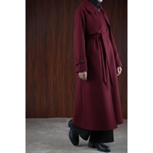 Ande Tesettür Gizli Pat Rüzgarlıklı Kaban - Bordo