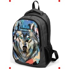 MarkEntegra Kurt Desenli Okul Sırt Çantası - Üç Bölmeli (Siyah)