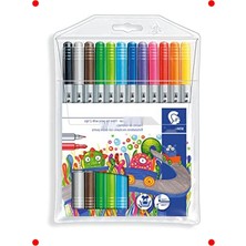 MarkEntegra Çift Uçlu Keçeli Kalem Seti, 12 Renk, Farklı Uçlar