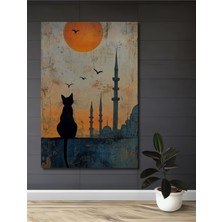 Teona Ahşap Gızemlı İstanbul Silueti Yağlı Boya Görünümlü Ahşap Dekoratif Ev,Antre,Salon,Ofis,Mutfak Tablo